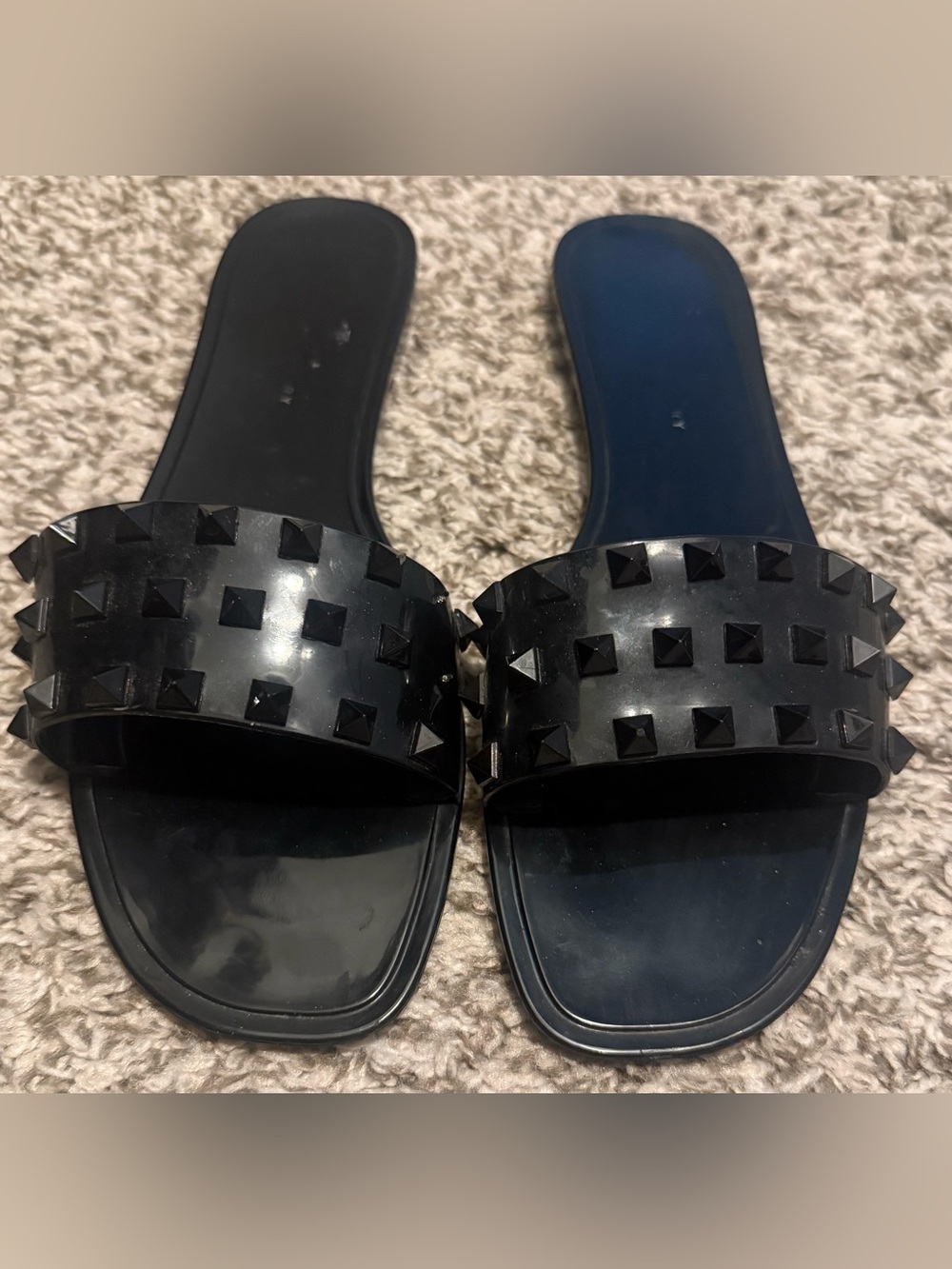 Black Studded Slide Sandals